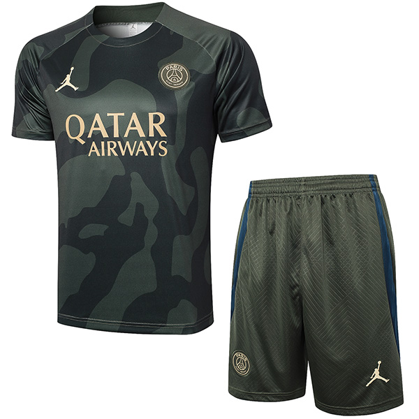 Jordan paris saint-germain training jersey men's psg uniform green soccer sportswear football tops sports shirt 2024-2025